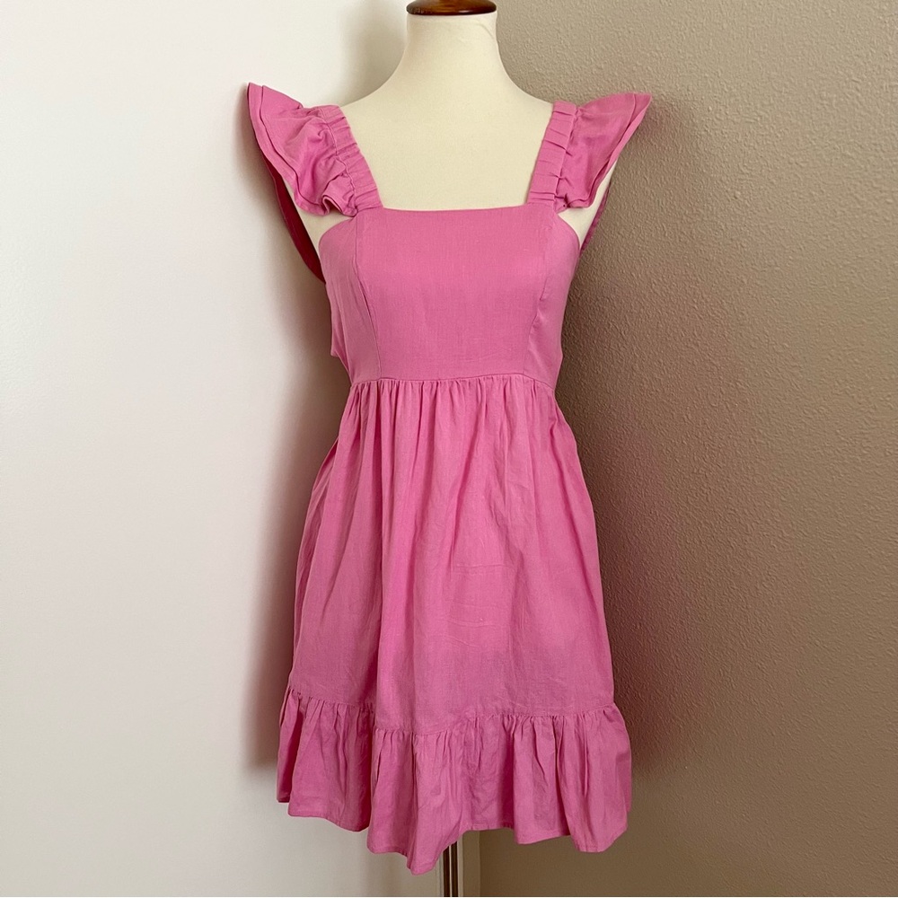 Pink Open Back Babydoll Dress